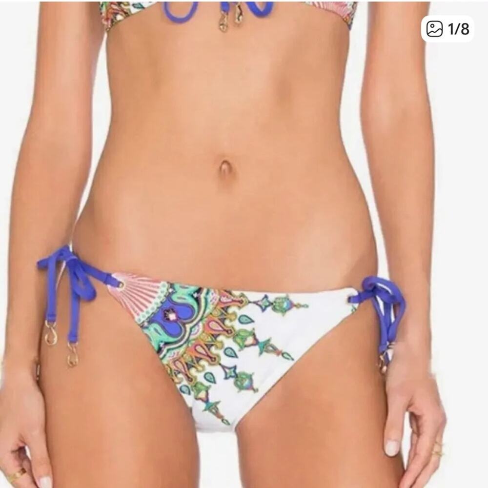 Colorful Bikini Bottom with Blue Ties